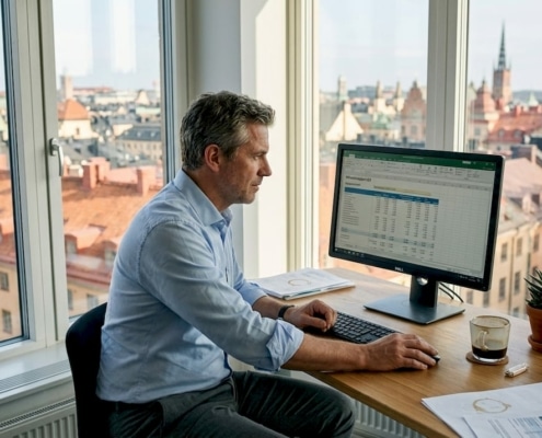 IT-investering SME Stockholm: 10-20% budget för säkerhet 6 En chef går igenom budgeten för IT-säkerheten på kontoret i Stockholm.