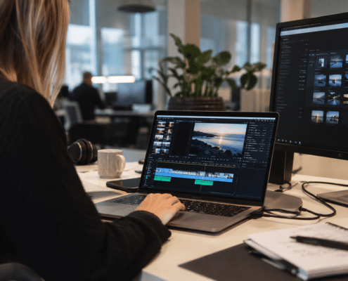 IT-tekniker ger IT-support på plats till användare på ett företagskontor i Kista